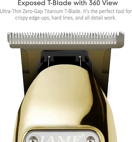Miniatura 5 de Professional Hair Trimmer Cordless Outlining Trimmer T Liners Clippers for Men Rechargeable LED Display Zero Gapped Trimmers for Barbers（Gold