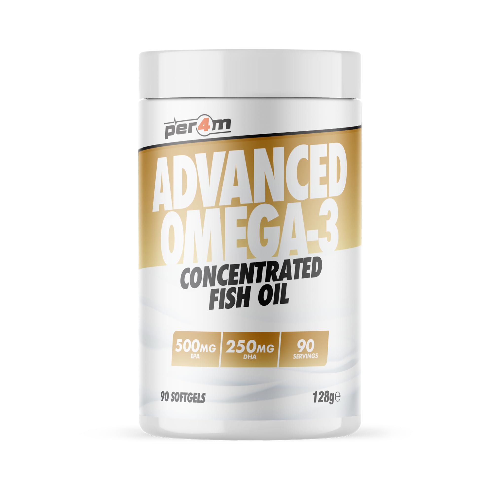 Per4m Advanced Omega-3 | Highly Concentrated Fish Oil | Essential Fatty Acids | 500mg EPA & 250mg DHA | 3 Month Supply | 90 Softgels
