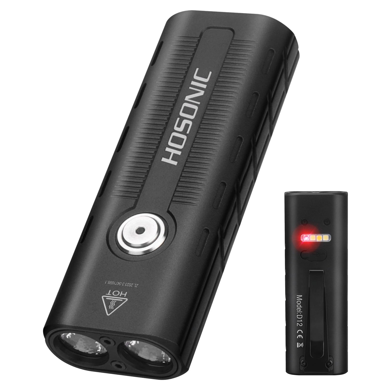 HOSONIC D12 Rechargeable EDC Flashlight, Small Flat Flashlights Powerful with Red Light,Pocket Clip and Magnetic, LED Super Bright Flash Light 10