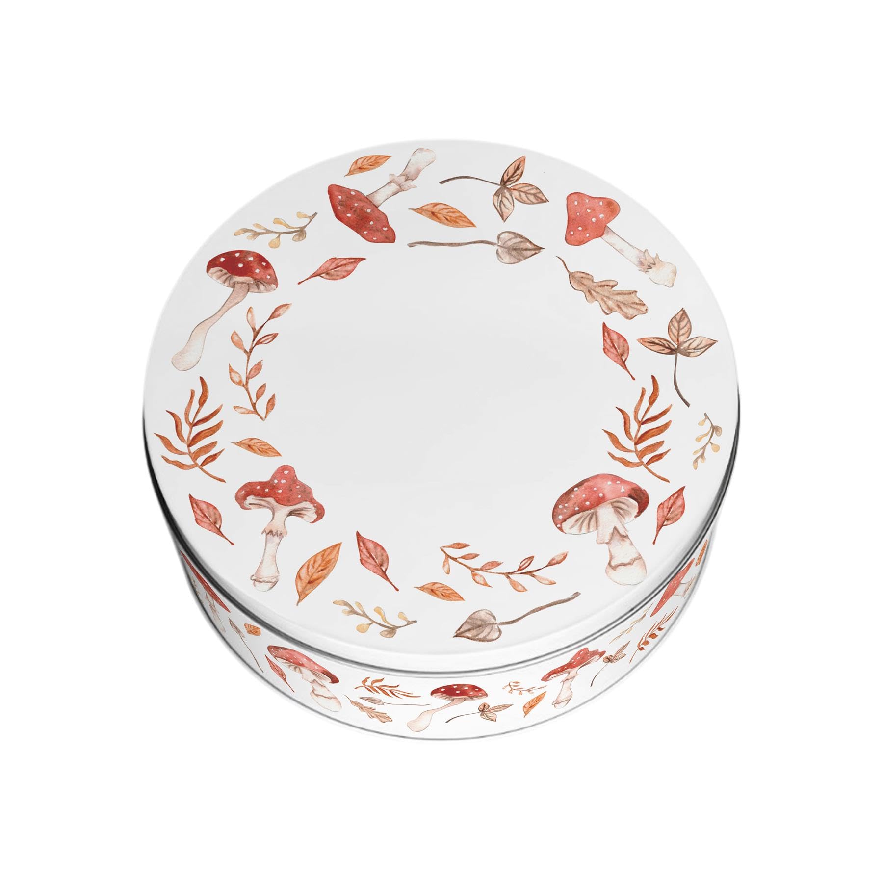 Purely Home Watercolour Mushrooms & Toadstools Small Cake TinWoodland Kitchen GiftsRound Metal Storage Container For Baking 18 X 7Cm from B&Q