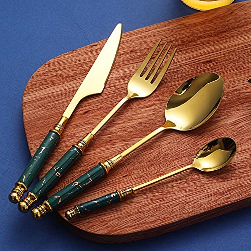 Ensemble de couverts en argenterie, ensemble vaisselle 24 pièces, acier inoxydable avec support rangement, couteau, fourchette, cuillère, luxe, rose
