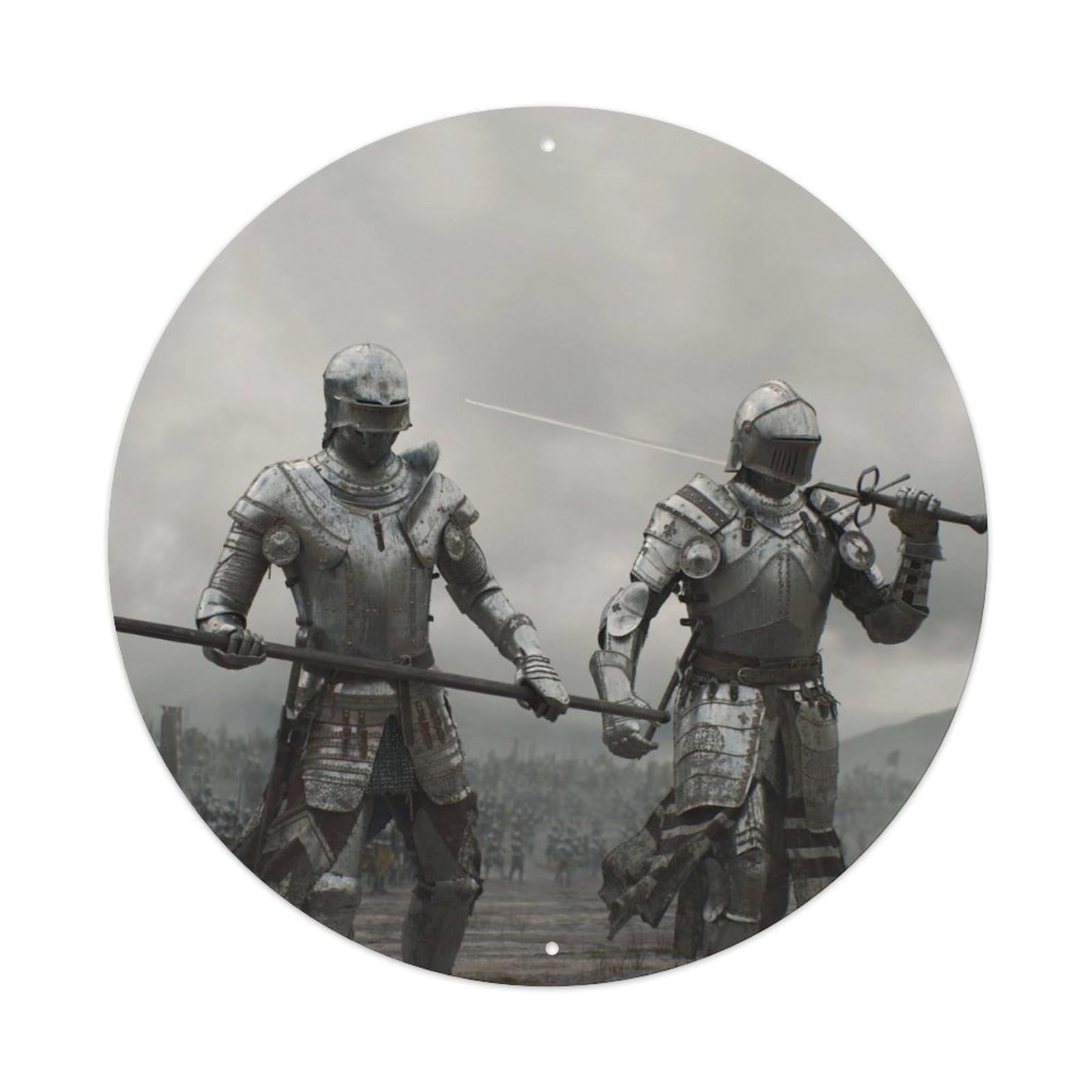 Medieval Crusader Knights Armor Battle Fantasy Metal Tin Sign