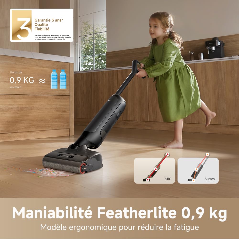 Mova M10 Aspirateur eau et poussière 18kPa 0,9 kg 180° 90° anti-anchevêtrement