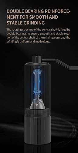 Miniatura 4 de Molinillo de café manual, capacidad de 0.88 oz con fresas cónicas de acero inoxidable CNC, ajuste interno ajustable, posicionamiento de doble