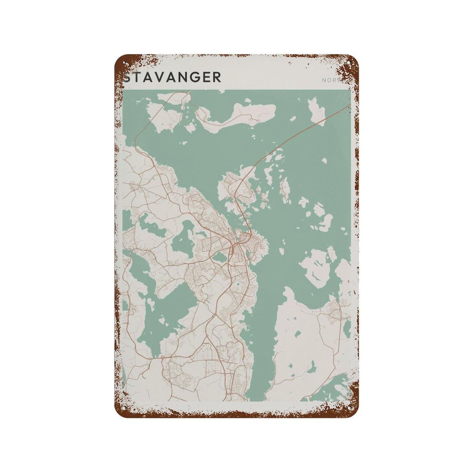 xiaoxiaoshen Stavanger Map Norway Travel Gift Scandi Wall Decor Art Metal Tin Poster Modern Home Decor Art Home Bar Shop Decorations Vintage Sign 30x20cm