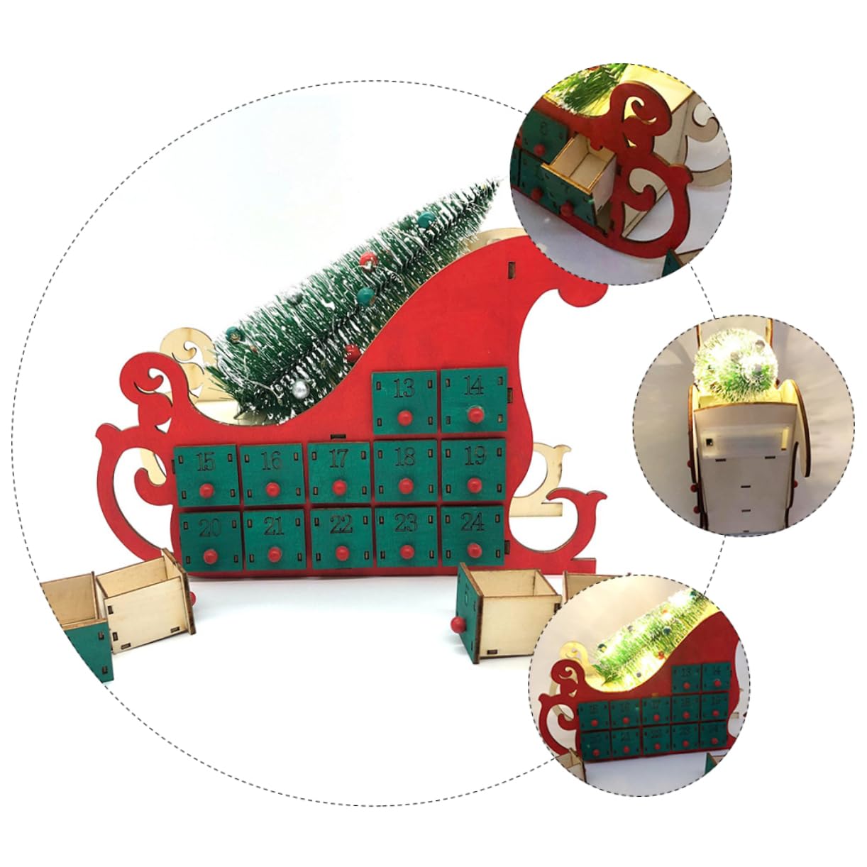 TOPBATHY Calendrier de Bois Décoration de Noël pour Maison et Bureau Ornement Festif