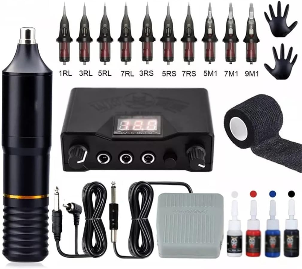 Tattoo Machines Tattoo Machine Kit Complete Rotary Pen Set Tattoo Cartridge Needles for Permanent Makeup Eyebrow Tattoo Body Artist(white-Fruit peach5)
