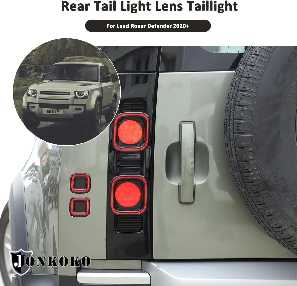 ABS Black Rear Tail Light Lens Taillight Kit Fit for Land Rover Defender 90 110 130 2020-2026 Car Exterior Taillight Protection Cover Accessories