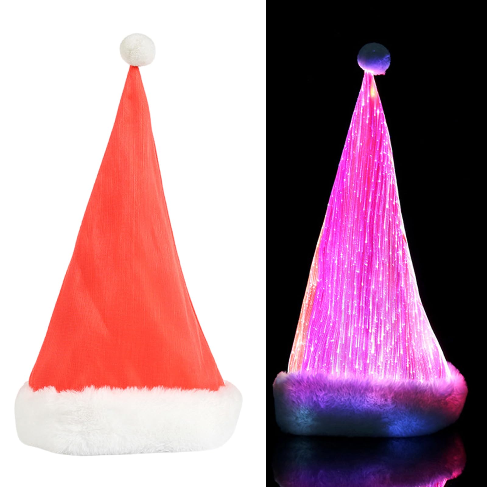 Up - Sombreros de Papá Noel intermitentes de Navidad, cómodos LED, adecuados para festivales, eventos, adultos, se iluminan