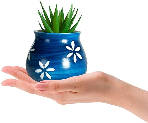 Miniatura 4 de Lindas macetas para suculentas con bandeja de bambú de drenaje, macetas para suculentas de 3 pulgadas con orificio de drenaje, macetas pequeñas para