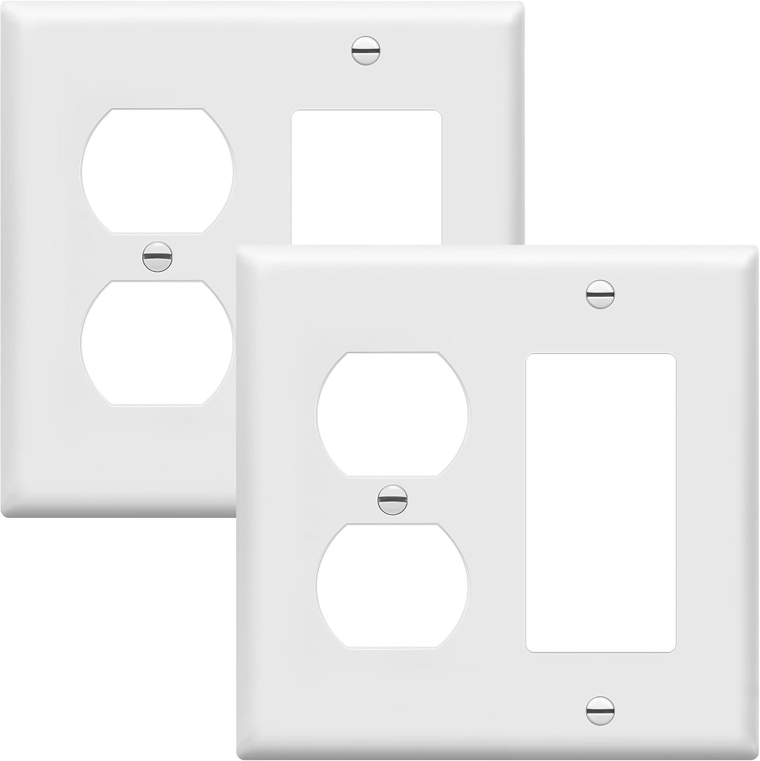 ENERLITES Standard Size 2-Gang Wall Plate Cover, 4.50"" X 4.57"", Polycarbonate Thermoplastic, UL Listed, 881121-W, White - View #12