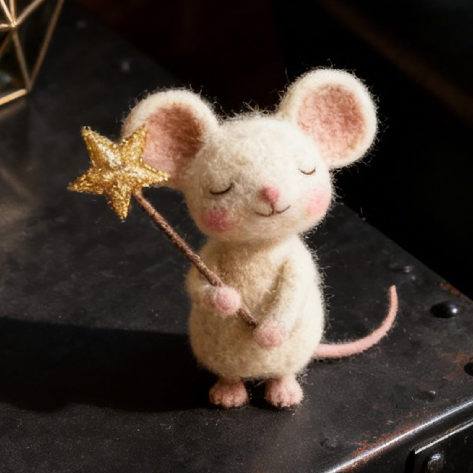 Five-Pointed Star Felt Mice | Felt Christmas Mice Ornaments | Needles Felting Gift Rodents Animals Figures with Star Wand | Cute Felts Wool Mouse Christmas Tree Decorations for Home Decor