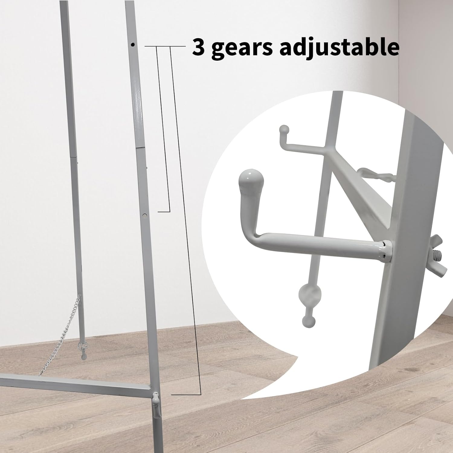 Iron Adjustable Arts & Crafts Easels,58 Inch Metal Easel Stand with Chain Support for Mirror,Floor Easels for Display Wedding Sign(White)