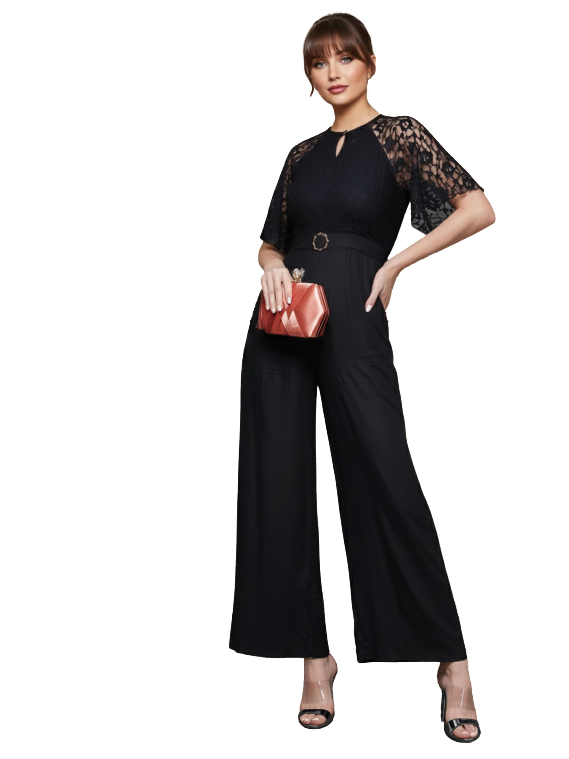 miss chase Women's Round Neck Flared Sleeve Floral Raglan Regular Jumpsuit-picture-15
