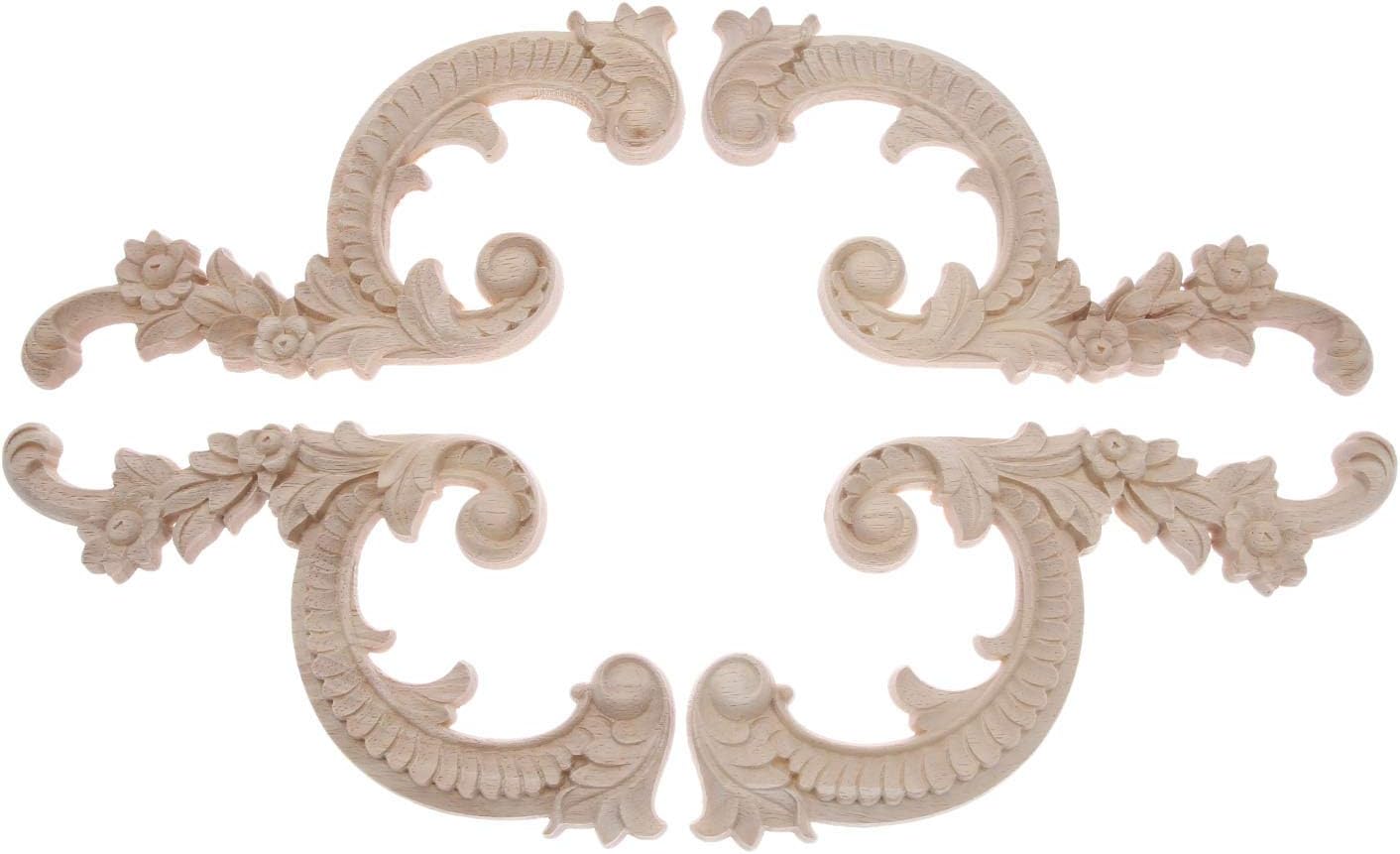 MUXSAM 2 works Wood Carved Frame Onlay Applique Corner Decoration of Furniture Doors Left&Right Unique European Unpainted 25 * 10cm - Image 4