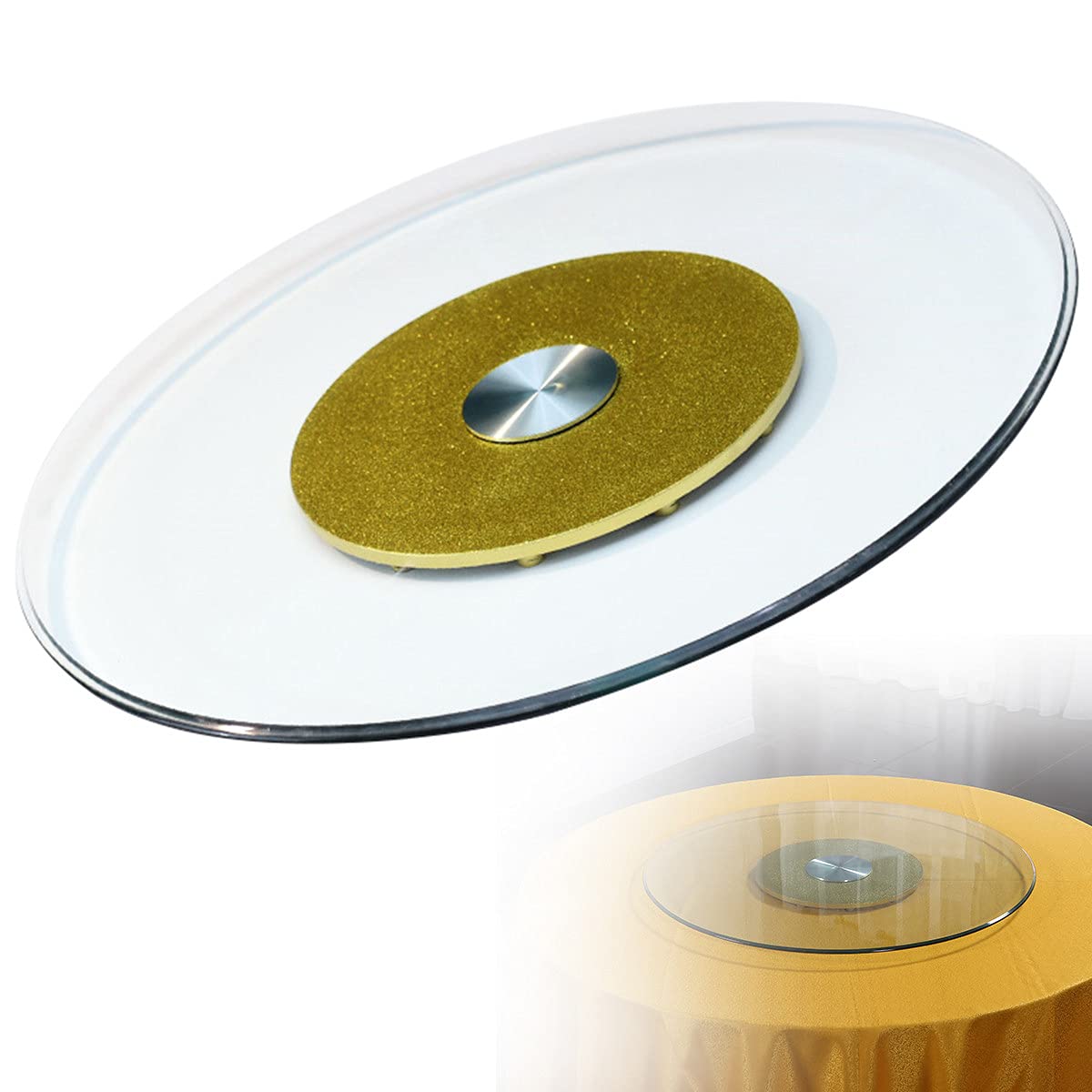Plateau tournant Lazy Susan rond en verre de service rotatif 60 70 80 cm
