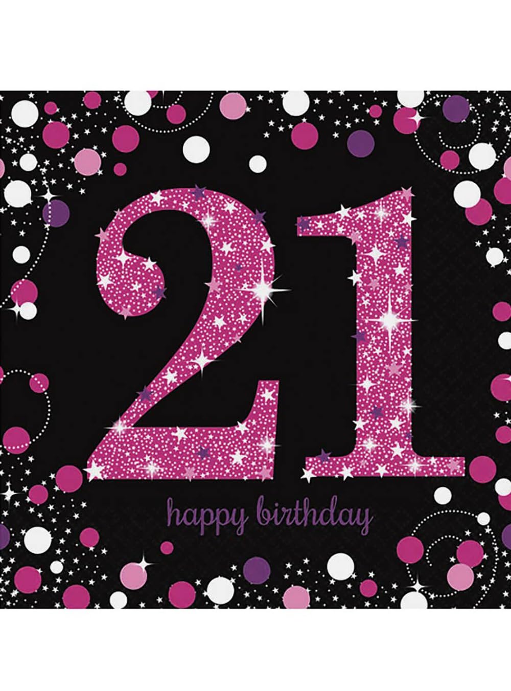 (PKT) Adult Pink Celebration 21st Birthday Luncheon Napkins