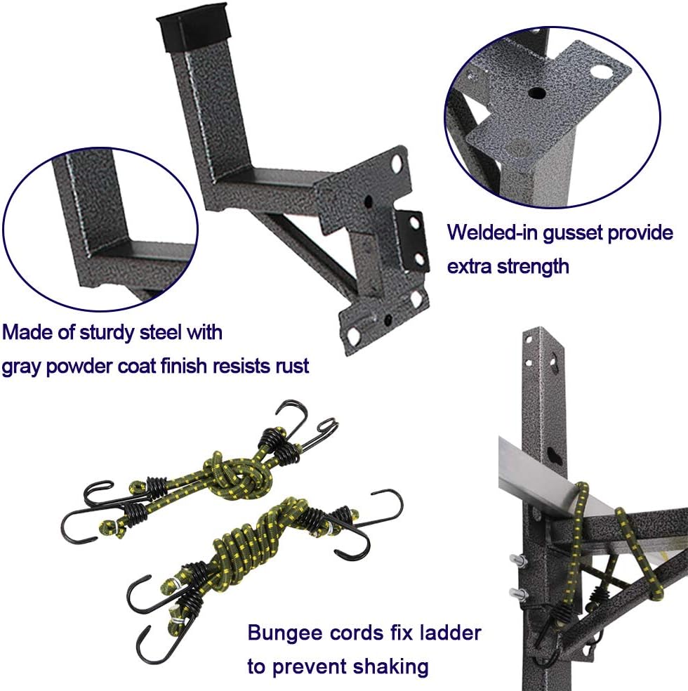 Lonwin Adjustable Side Mount Trailer Ladder Rack Fit for Enclosed Trailer Exterior Side Wall - Carry 2 Ladders