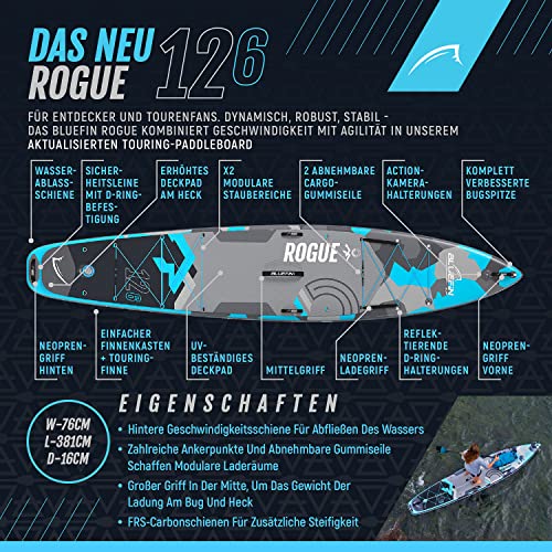 Bluefin SUP Rogue 12’6 Stand-Up-Paddelboard Aufpumpbares Touren-SUP