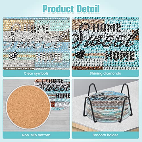 Mxjsua 8 Pcs Diy Diamond Painting Coasters For Drinks With Holder, Love Sweet Home Diamond Art Coasters Set Housewarming Gift For Friends, Men, Women Birthday Home Living Room Kitchen Bar Decorations #TOP2