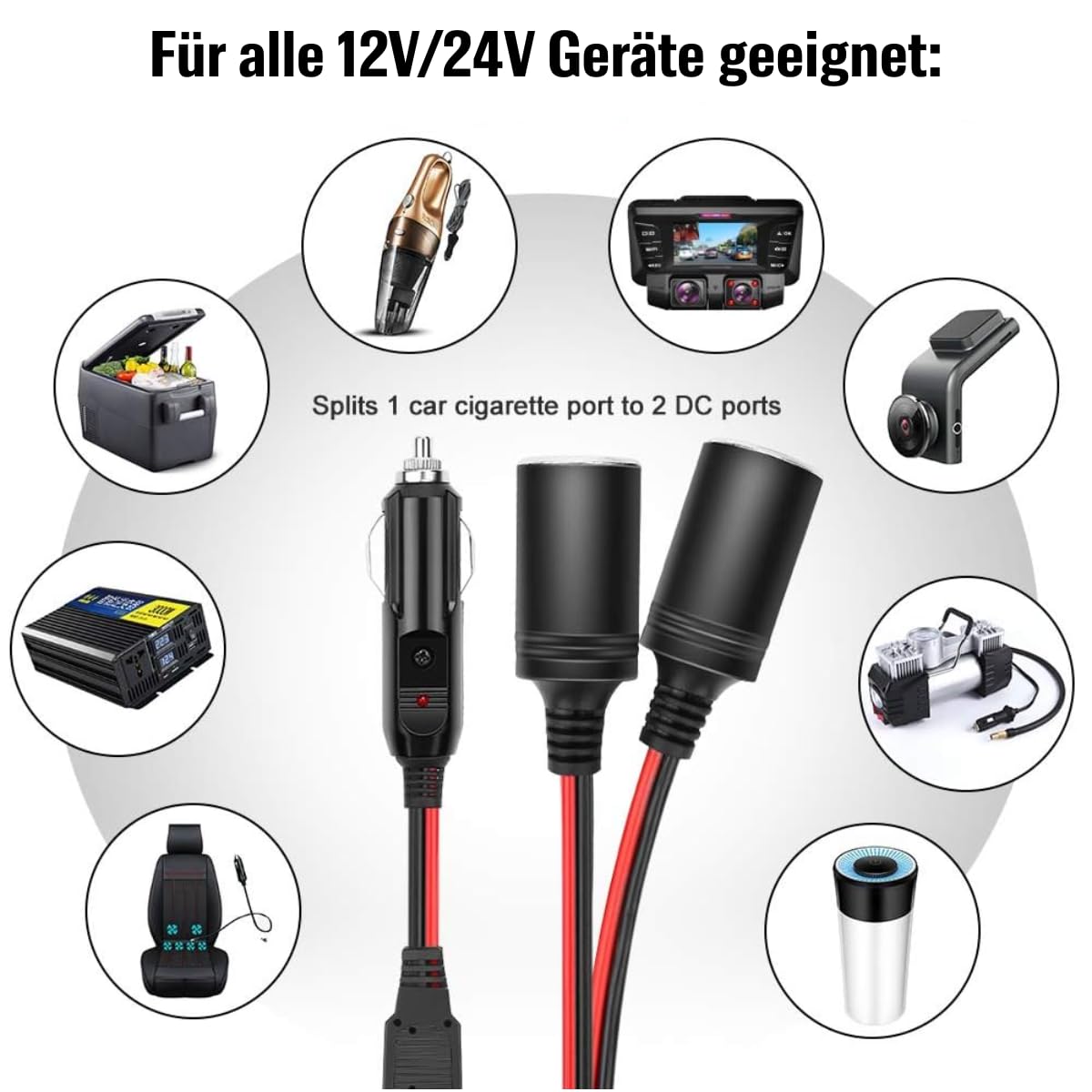 AromeLivii Zigarettenanzünder Verteiler 2-Fach - 100W Doppelsteckdose Für Auto