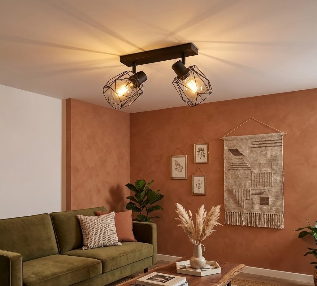 Eglo TOSSINO 2-Light Black Ceiling Spotlight – Adjustable E27 Spotlight Fixture – Modern Industrial Indoor Ceiling Light-image-0