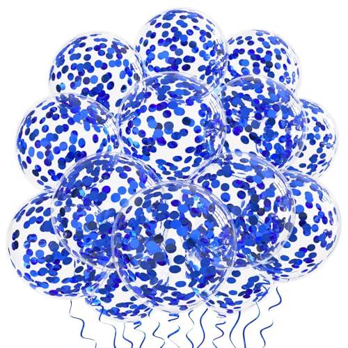 Image of Blue Confetti Balloons, 25 Pcs Thickened 12 Inch Clear Latex Balloon with Confetti Inside for Graduation Decorations Engagement Bridal Shower Party Baby Shower Birthday Party Decoration Supplies