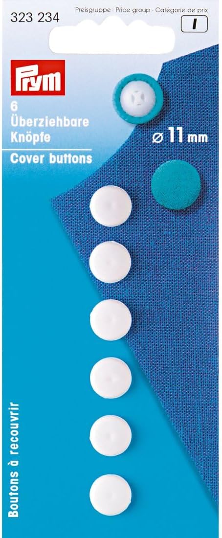 Prym Cover Buttons, White, 11 mm
