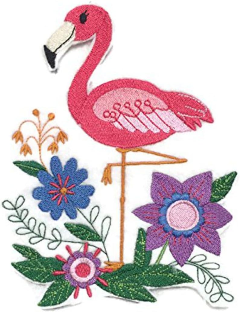 Nature Weaved in Threads, Amazing Birds Kingdom[Francis The Flamingo] [Custom and Unique] Embroidered Iron on/Sew Patch [4.85" x 6.38"] [Made in USA] …