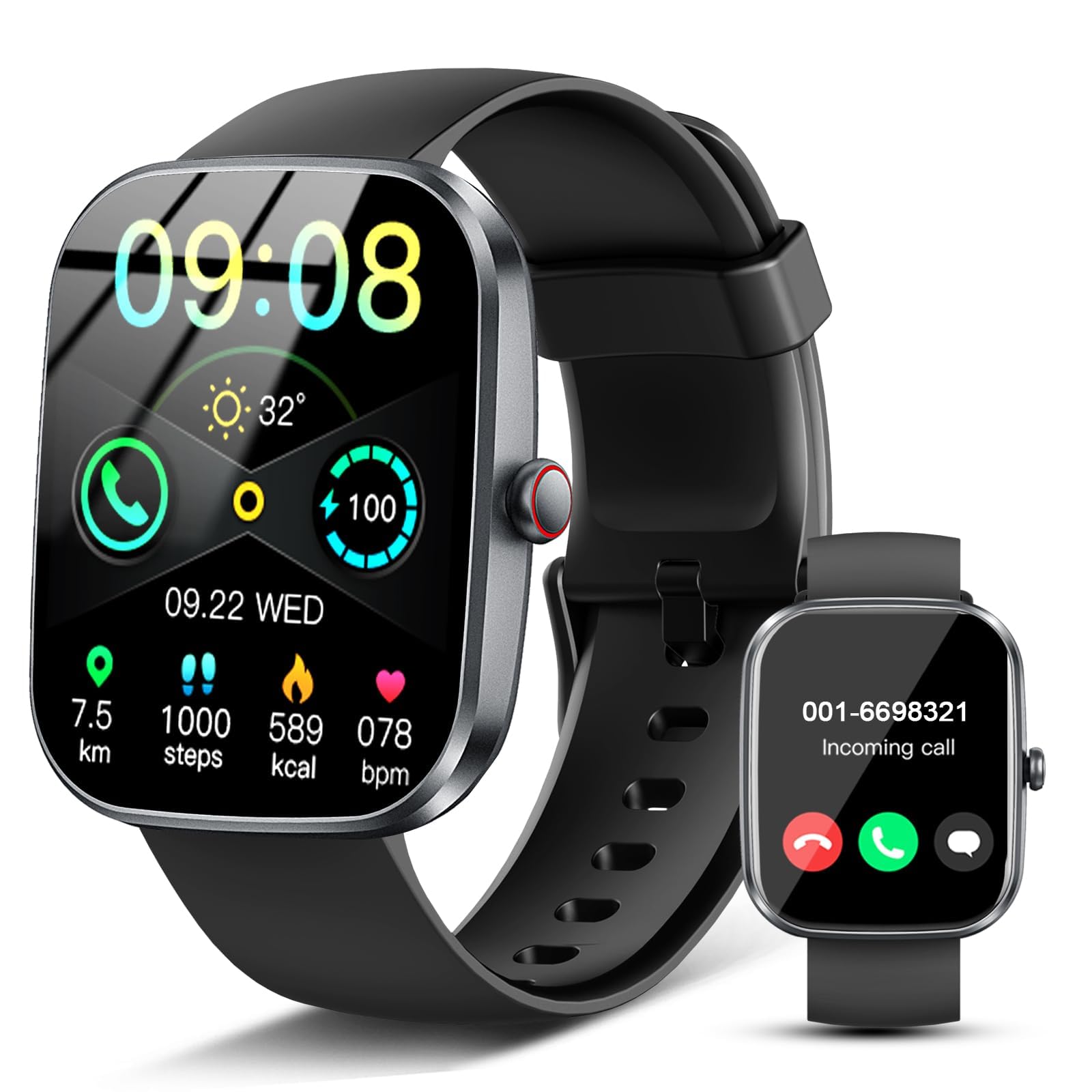 2026 Reloj Inteligente Hombre Mujer, 1.91"Smartwatch con Llamadas Bluetooth | Monitor de Sueño/Cardíaco/Podómetro, 110+ Modos Deportivos, IP68 Impermeable, Pulsera de Actividad para Android iOS