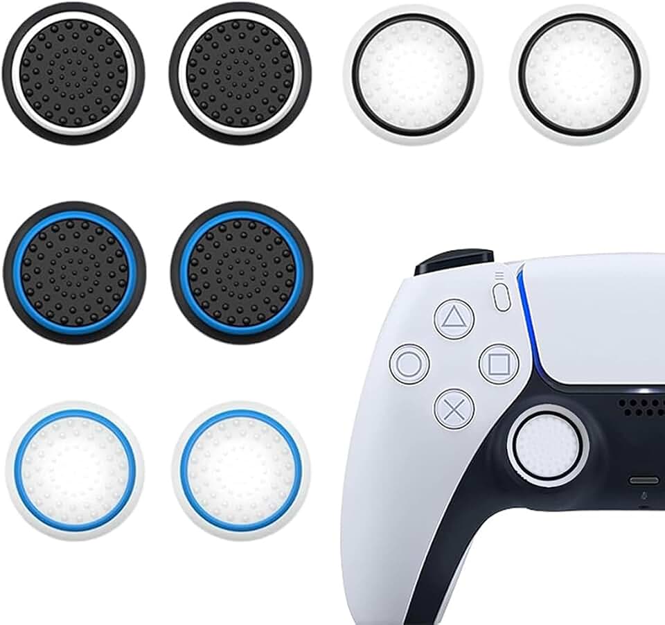 4 Pares Joystick Thumbstick Grips, Mejor Agarre y Protección de los Sticks, Cubiertas para Mando de Silicona, Accesorios de Controlador de Joystick, para Xbox One Series X/S, PS4, PS5
