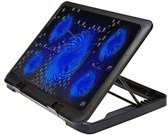 Cooling Fan for Laptop, Adjustable Laptop Height Riser Laptop Cooler Pad with 5 Fans for 12"-16", Ergonomic Comfort Notebook Cooler with USB Ports