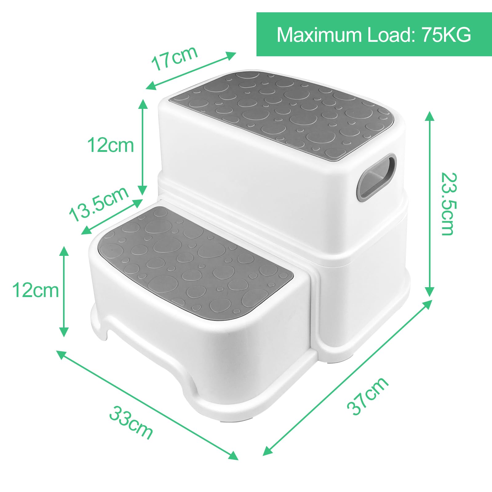 Maxentico Marche Pied Enfant Toilette, Détachables Tabouret Enfant, Escabeau Enfant 2 Marches, Marchepied, Tabouret À Deux Marches, Marche-Pieds pour Enfants Antidérapant, Kids Step Stool (Gris)