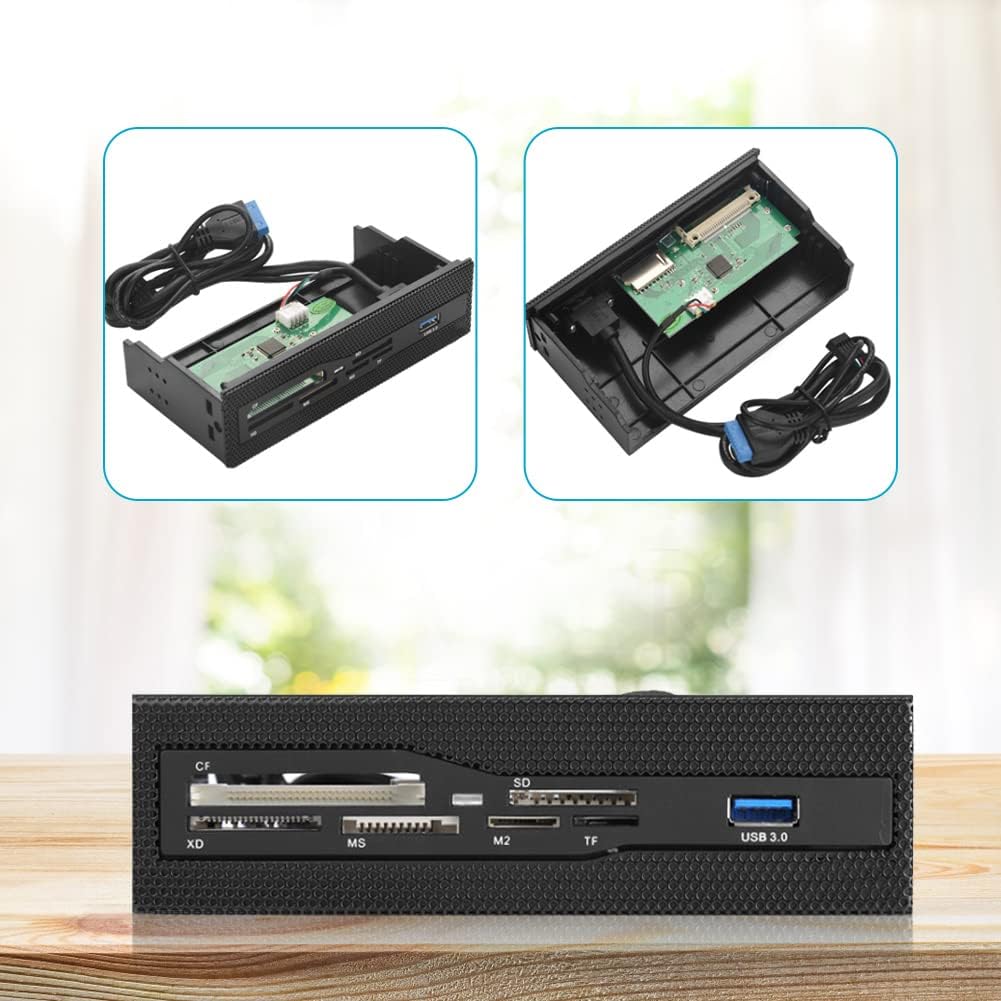 Computer Front Panel USB 2.0 PC Internal Card Reader PC Dashboard Fits 5.25 inch Drive Bay, Support M2, MS, XD, CF, TF Card