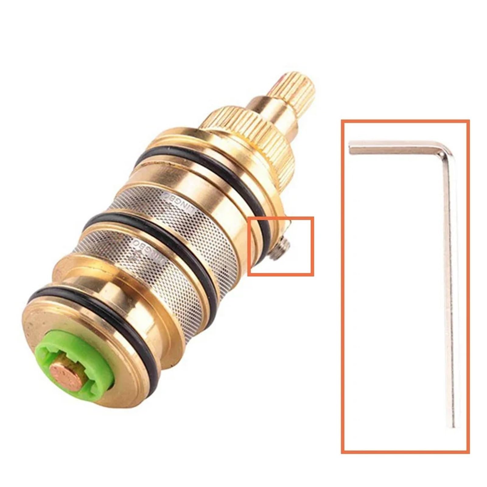 Cartucho Grifo Monomando Termostático de repuesto latón | Kit de reparación de barra de válvula mezcladora de ducha de cartucho, baño(With Handle)