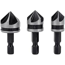 3pcs 1/4" Hex Shank Countersink Drill Bit Set 90 Degree Flute 5 Flute