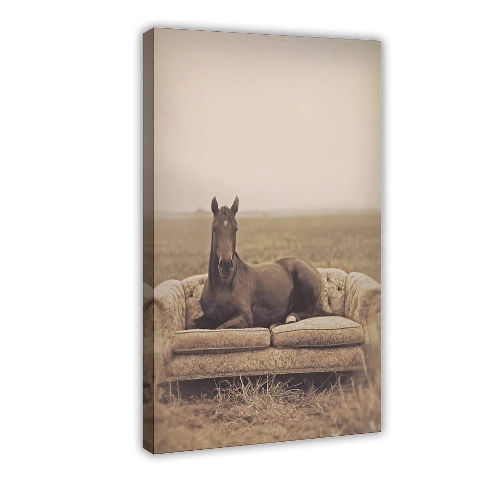 Bareronor Victorian Horse on Sofa Canvas Poster Bedroom Decor Landscape Office Room Decor Gift 24" L X 36" W