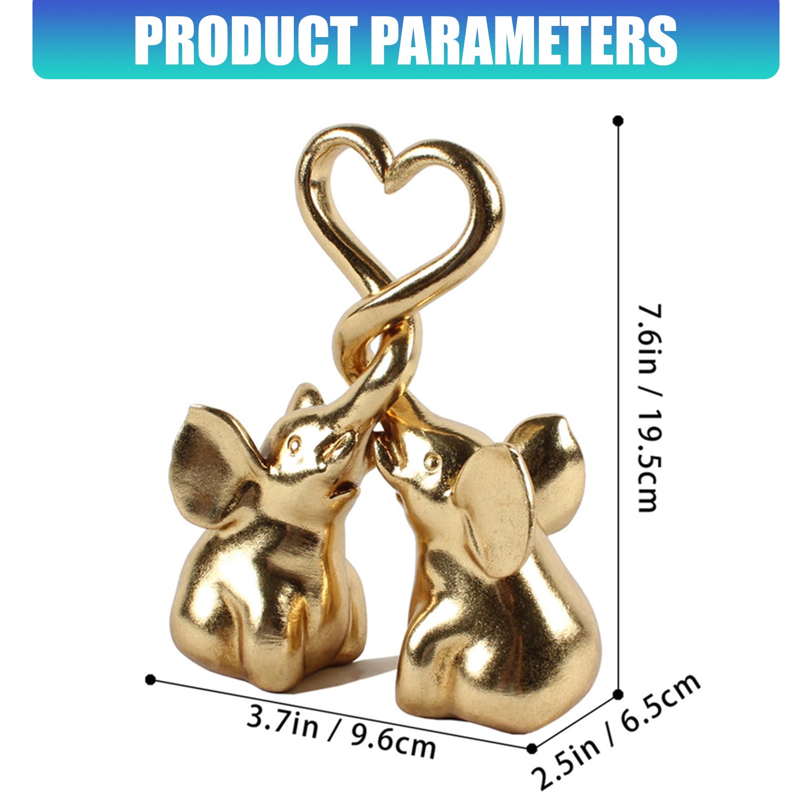 Generisch Estatua de elefante en forma de corazón de resina con forma de animal para el hogar, oficina, decoración y regalo para románticos, figura de elefante para románticos