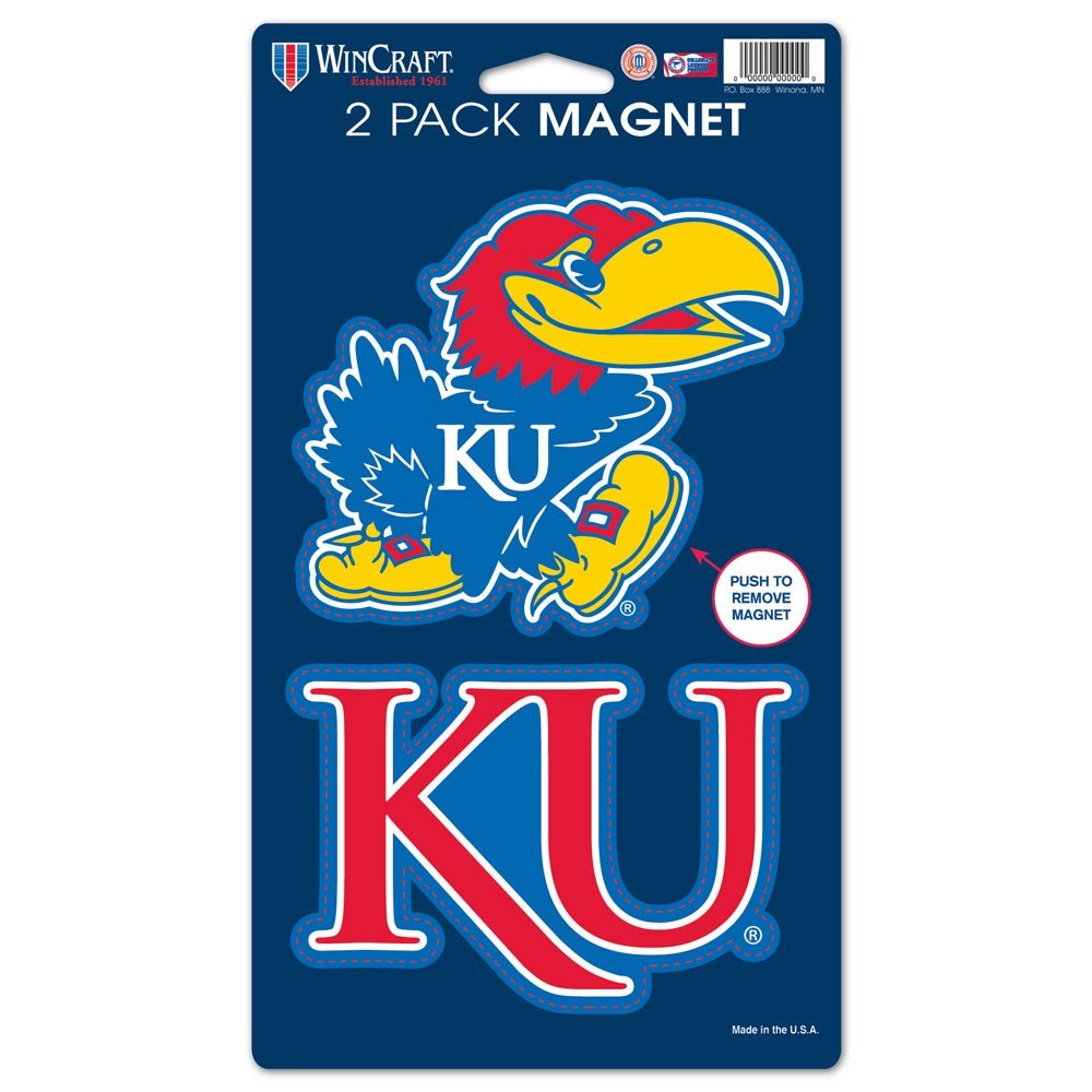 Aimants Kansas Jayhawks de la NCAA en lot de 2 pour décorer votre réfrigérateur américain