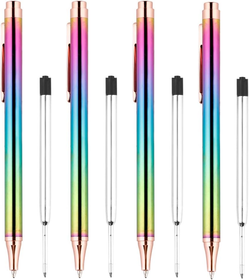 Ubabe Ballpoint Pens, Luxury Rainbow Click Metal Pen Black Ink Pens 0.7 mm for Desk Office Accessories