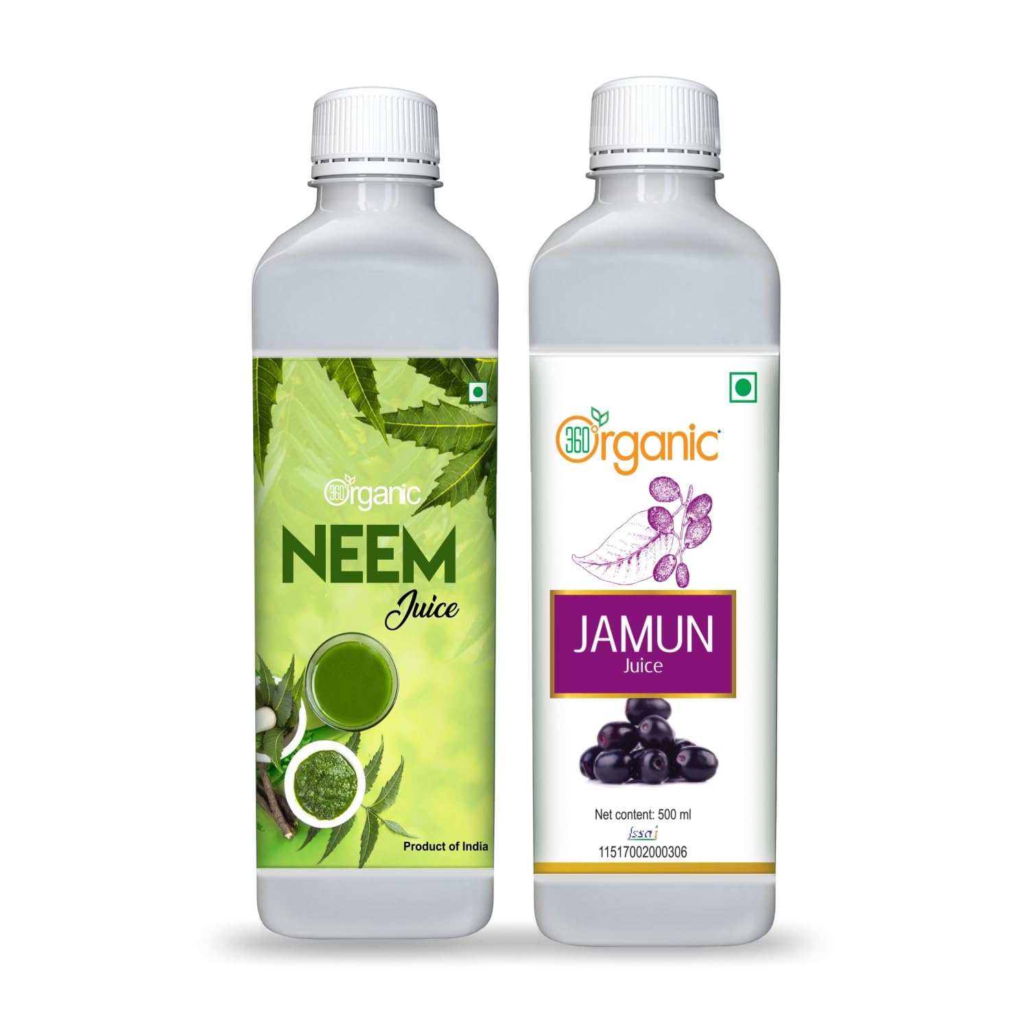360 DEGREEORGANIC Neem And Jamun Juice Cholesterol Care Juice Combo 500ml Pack Of 2