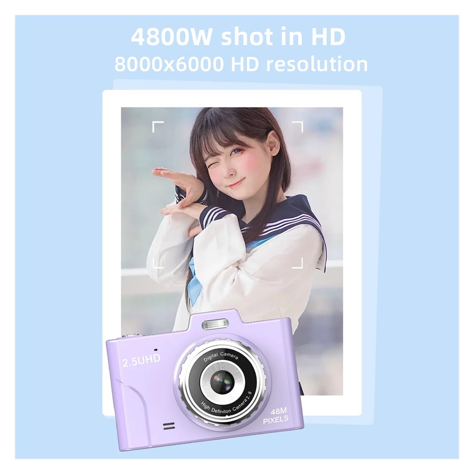 Kompaktowy Aparat Dla Dzieci 1080P 48 MP Z Dwoma Obiektywami 8 × Zoom Optyczny Mini Kamera CCD 2,8-calowy Ekran TFT(Pink)