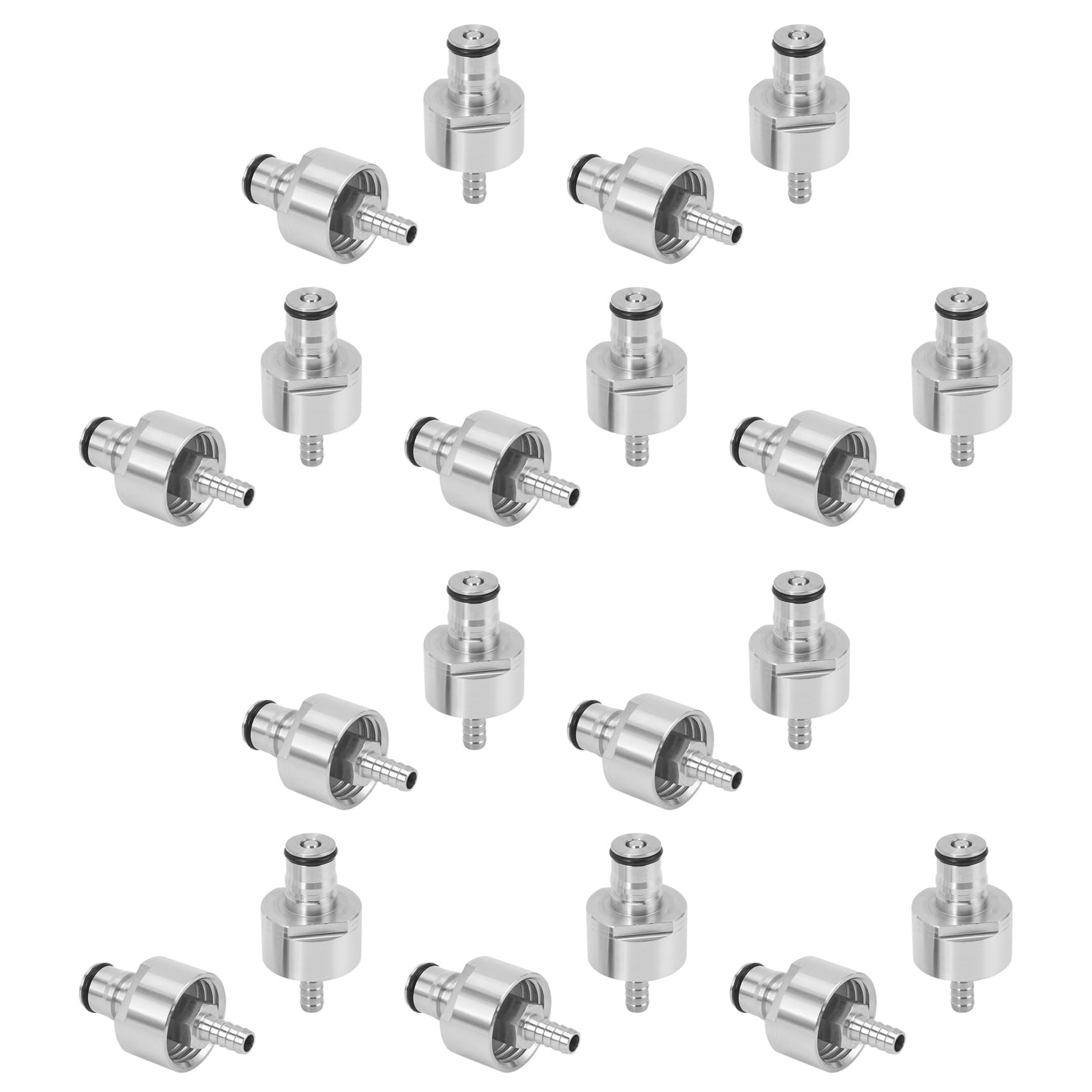 Hndhbfgrt 20Pcs 304 Stainless Steel Carbonation Cap 5/16 Inch Barb, Ball Lock Type, Fit Soft Drink PET Bottles, Homebrew Kegging