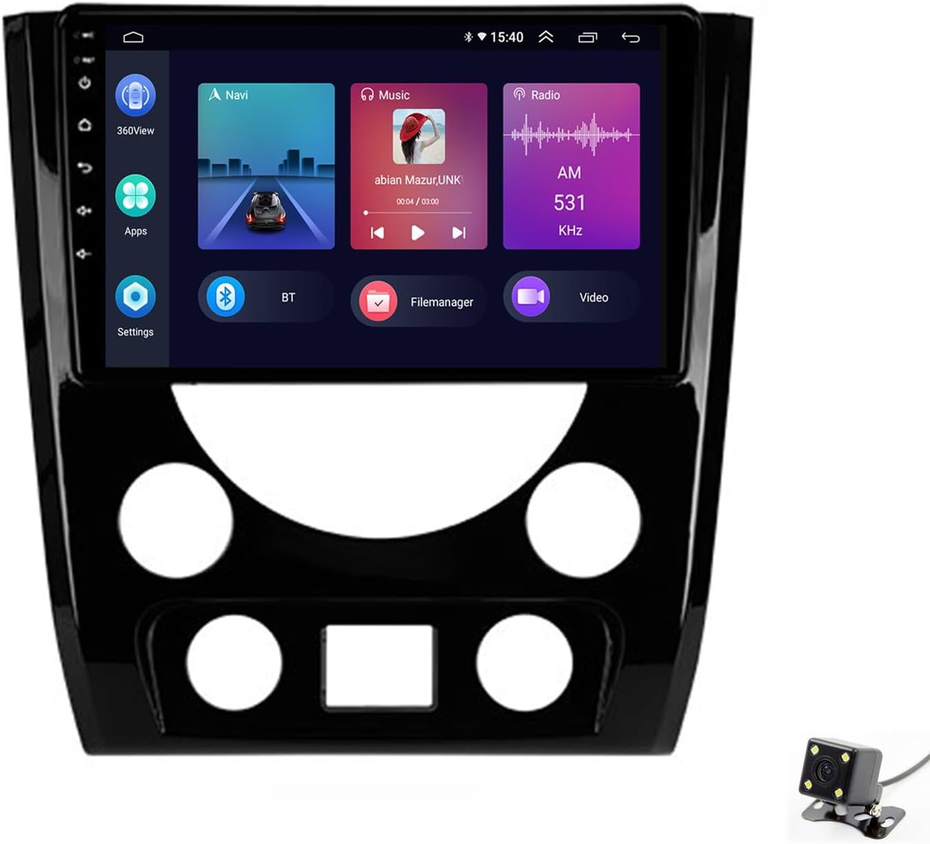 Car Stereo Car-play And Android Auto, 9'' QLED Touchscreen Car Stereo with Backup Camera, BT Car Radio,FM/Steering Wheel Control for SsangYong Rexton 3 2012-2017