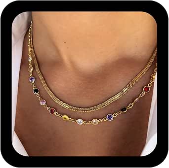 Collana Lunga A Strati Con Strass In Metallo Lucido - Regolabile, Gioiello Clavicolare Per Donne E Ragazze - 2