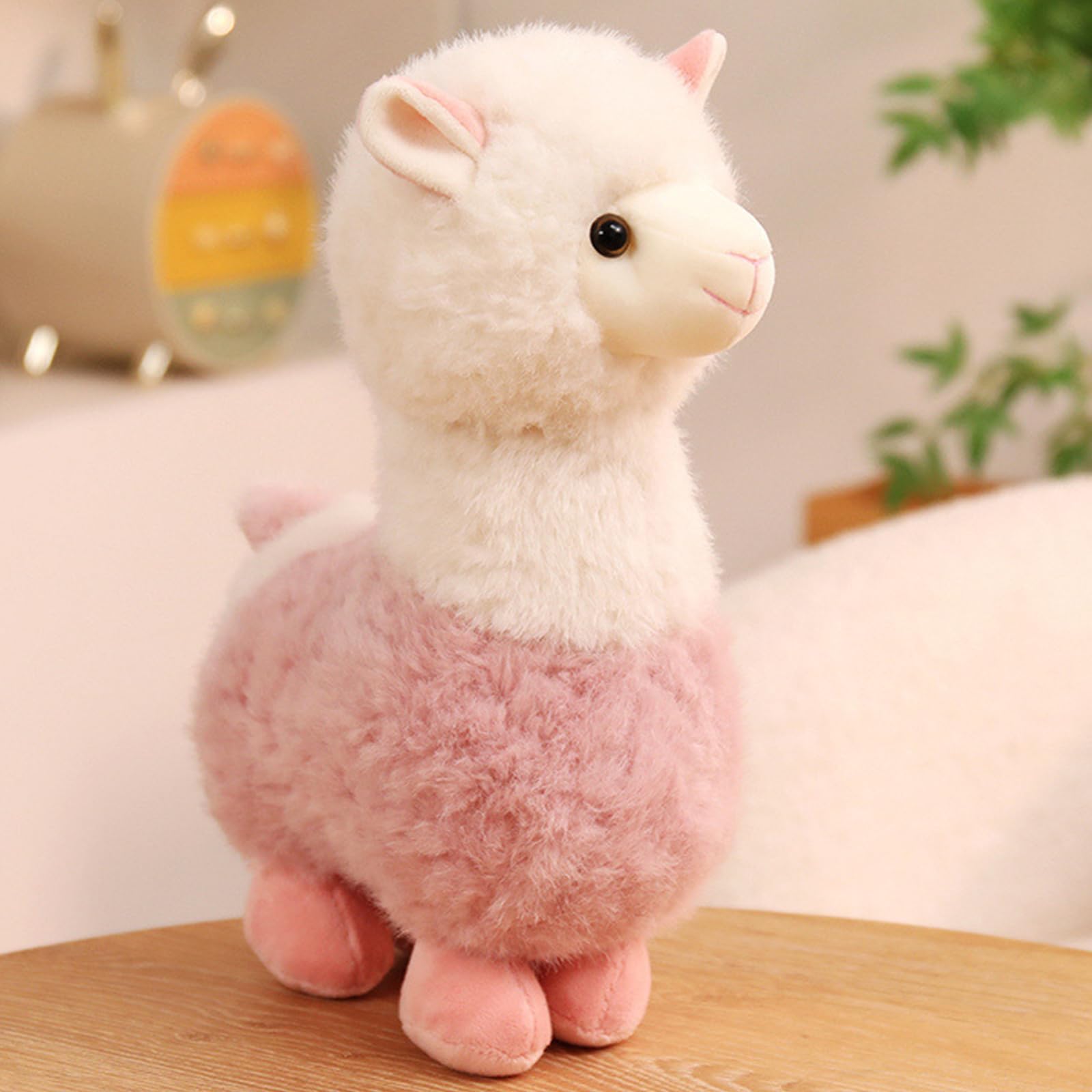 JORCEDI Alpaca Teddy Plush, 30cm/11.81inch Fluffy Soft Toy, Simulated Animal Cuddly Toys Doll Gift for Boy, Girl, Adult (pink)