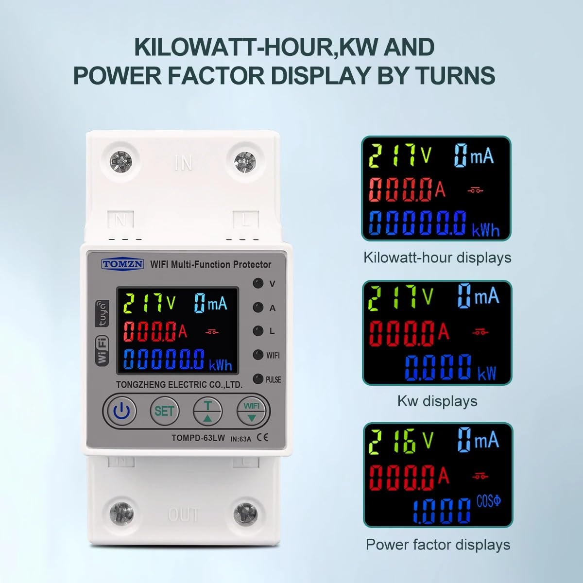 Generisch Leitungsschutzschalter, Sicherungsautomat 63A 80A WiFi Smart Energy Meter Kwh Metering Circuit Breaker Timer Mit Spannung Strom Und Leckage Schutz(80A)