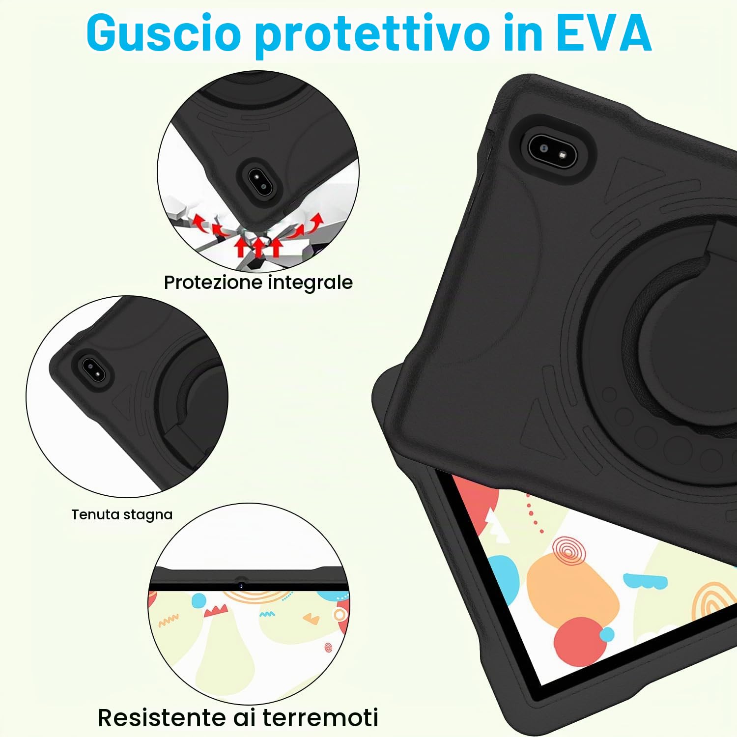 Tablet 10 Pollici Android con 5G + 2.4G WiFi 6, 20GB RAM + 128GB ROM(TF/2TB), Giochi Educativi Software (iWAWA), Octa-Core, 1080 * 800 FHD IPS, 5MP+5MP, Bluetooth 5, 2025 Newest Tablet con EVA, Black