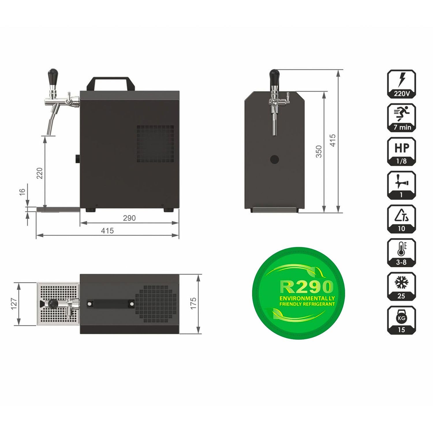 Dispensador de Cerveza - Jet 30 Enfriador seco de 1 línea, 35 litros/h -Cerveza, Enfriador de Flujo