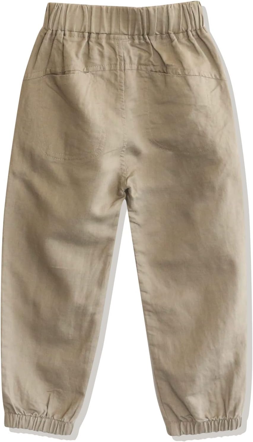 CUNYI Boys' Linen Pull-On Jogger Pants Solid Color Casual Pants - Image 3